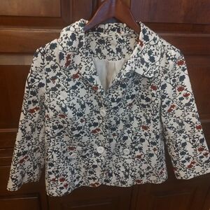 Lapis Patterned Blazer - Cream, Black, and Red
